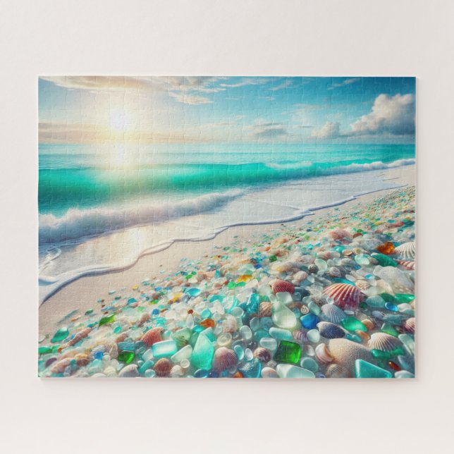 Puzzle Jolie plage Ocean avec verre de mer (Horizontal)
