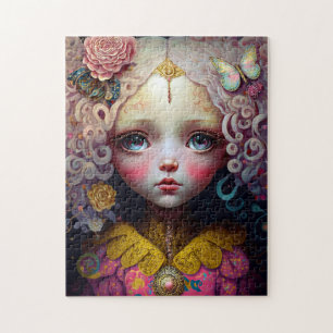 Puzzle Jolie poupée fille cheveux roses