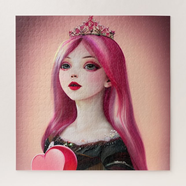 Puzzle Jolie princesse haïe rose avec Tiara (Vertical)