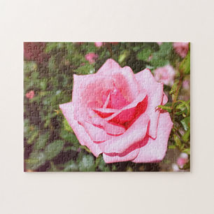 Puzzle jolie rose rose fleur avec coeurs doux