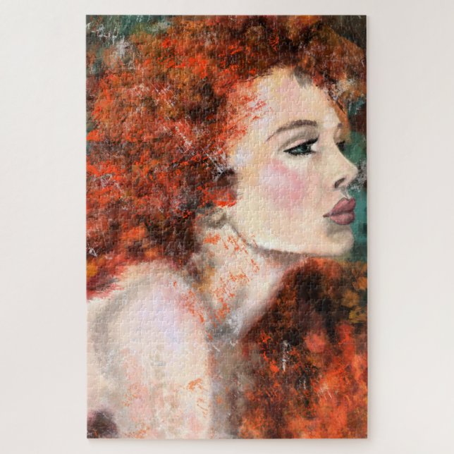 Puzzle Jolie rousse femme - peinture originale Abstraite (Vertical)