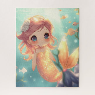 Puzzle Jolie sirène dorée dans le monde sous-marin