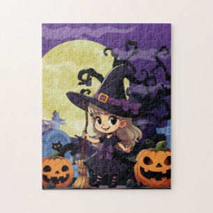 Puzzle Jolie Sorcière d'Halloween Anime