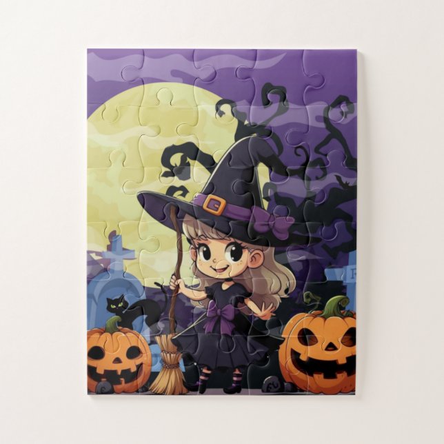 Puzzle Jolie Sorcière d'Halloween Anime (Vertical)