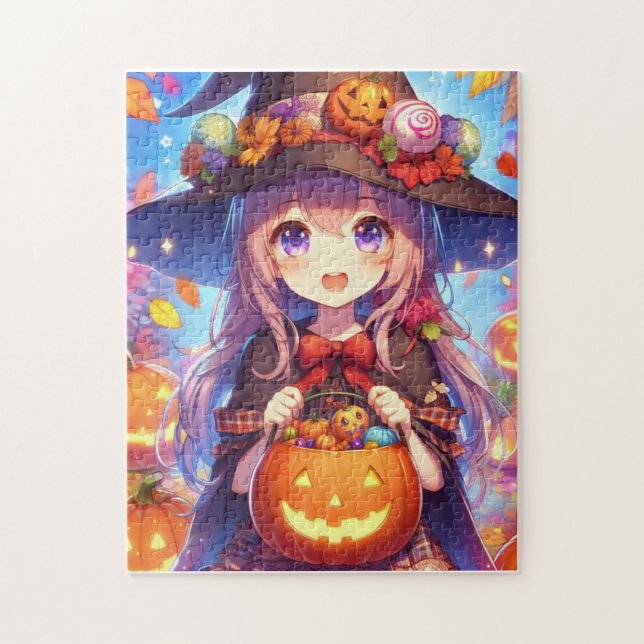 Puzzle Jolie Sorcière d'Halloween Anime (Vertical)