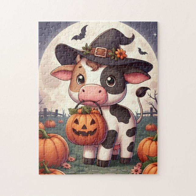 Puzzle Jolie sorcière d'Halloween vache (Vertical)