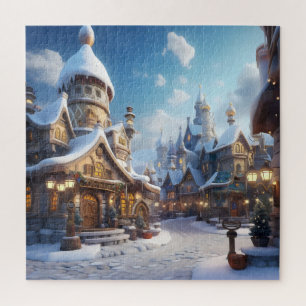 Puzzle Jolie ville d'hiver