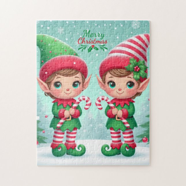 Puzzle Jolies elfes de Noël (Vertical)