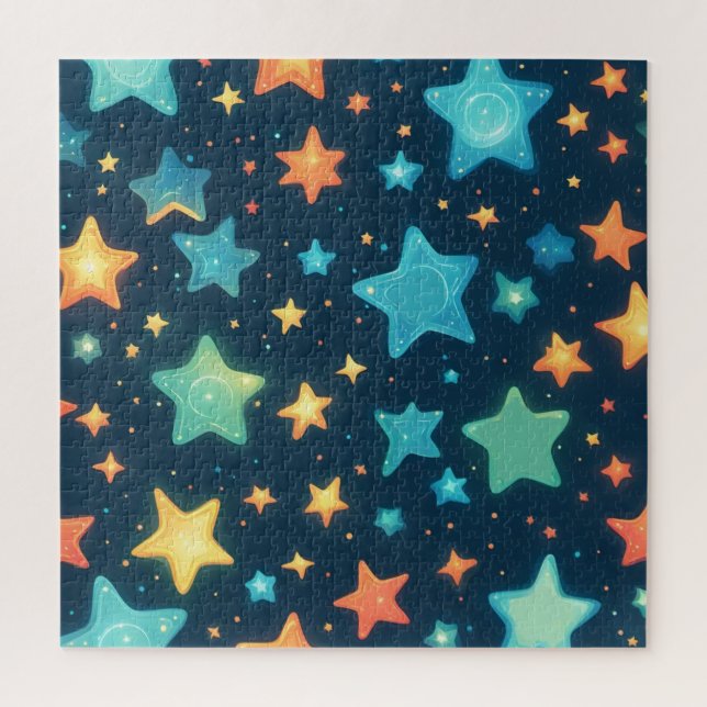 Puzzle Jolies étoiles brillantes sur fond bleu (Vertical)