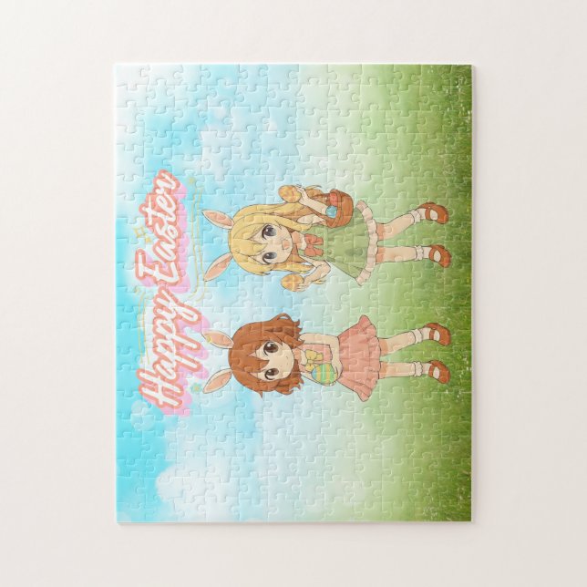 Puzzle Jolies filles lapins de Pâques d'anime (Vertical)