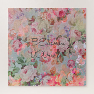 Puzzle Jolies roses florales citation « Croyez en VOUS-mê