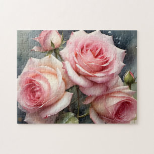 Puzzle Jolies roses roses légères roses jardin peinture a
