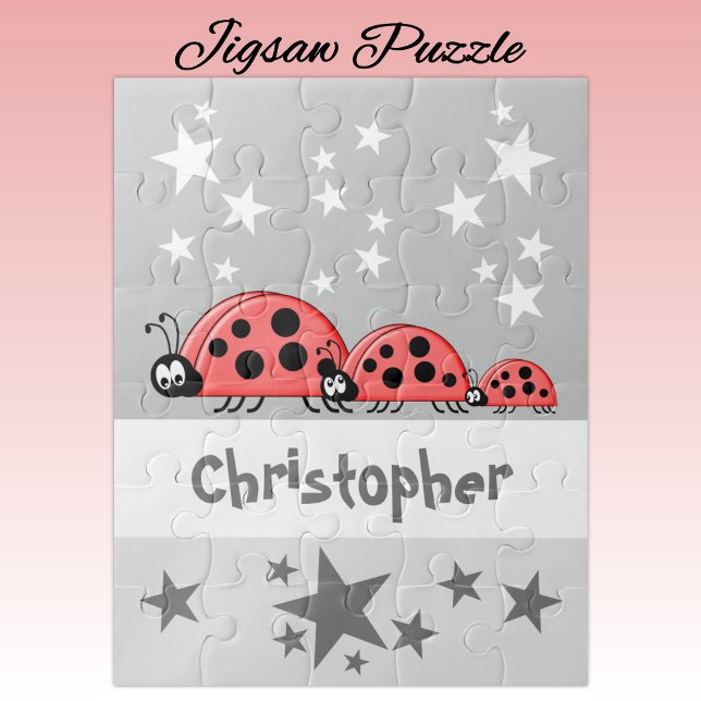 Puzzle Jolis coccinelles étoiles nom gris enfants (Créateur téléchargé)