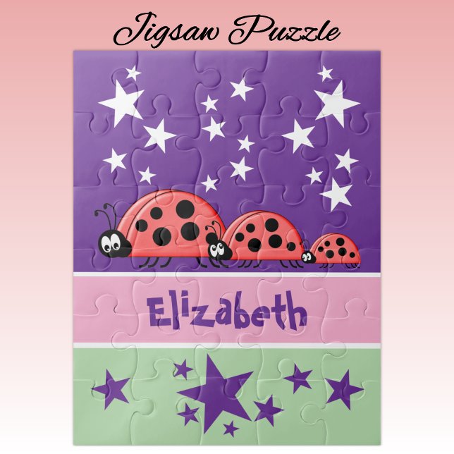 Puzzle Jolis coccinelles étoiles nom violet enfants (Créateur téléchargé)