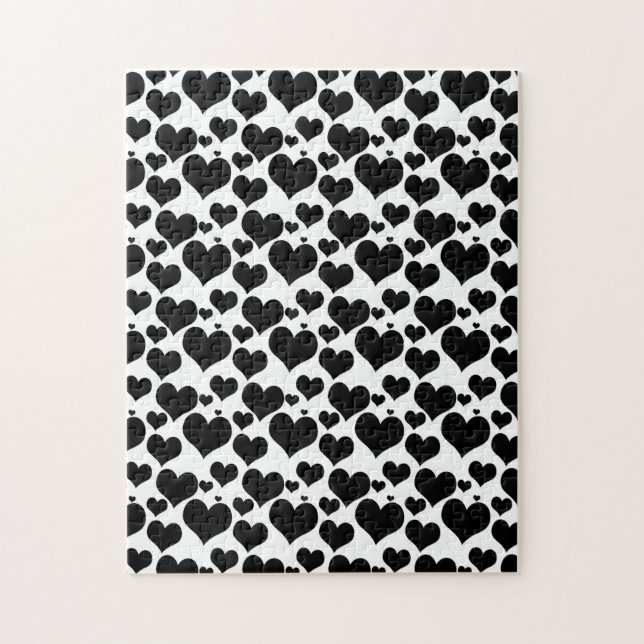 Puzzle Jolis cœurs noirs sur fond blanc pour votre Saint- (Vertical)