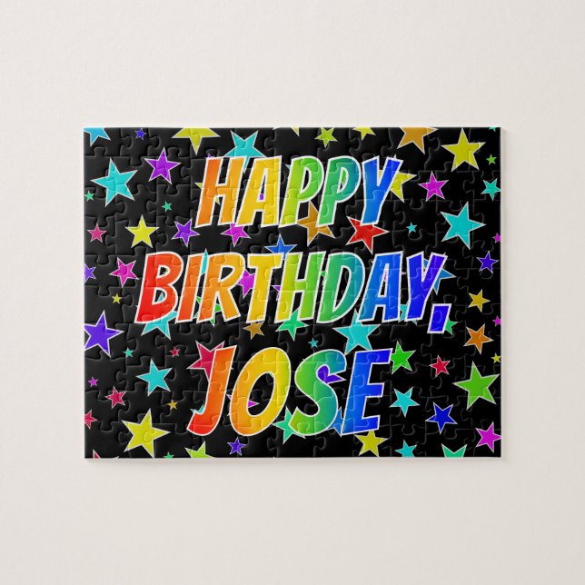 Puzzle "JOSE" Prénom, Amusant "HEUREUX ANNIVERSAIRE" (Horizontal)