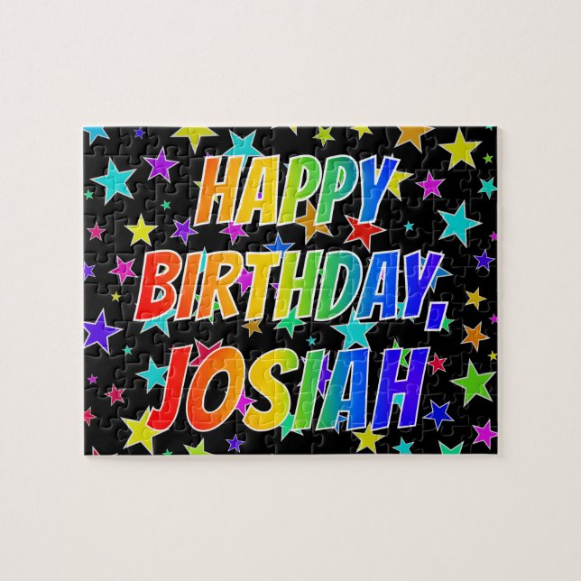 Puzzle "JOSIAH" Prénom, Amusant "HEUREUX ANNIVERSAIRE" (Horizontal)