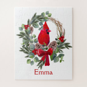 Puzzle Jote Chrismas Cardinal Bird Nature Nom personnalis