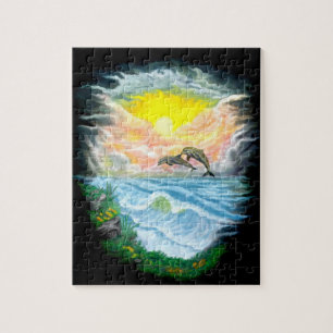 Puzzle Jouer aux dauphins sous le soleil