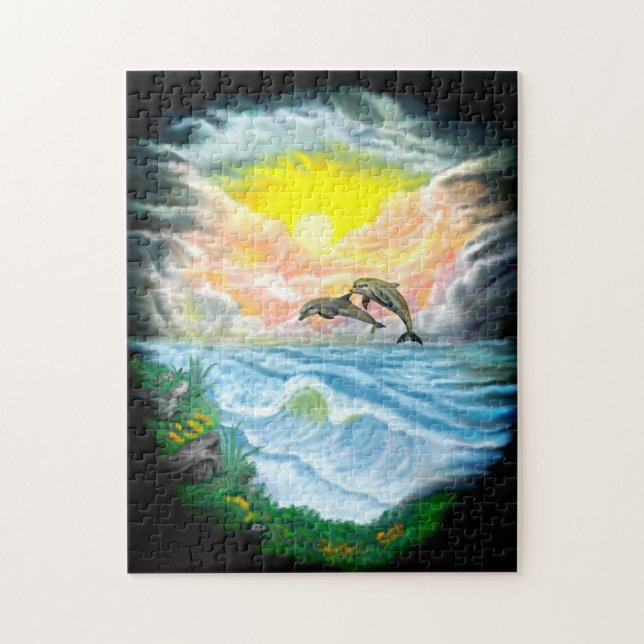 Puzzle Jouer aux dauphins sous le soleil (Vertical)