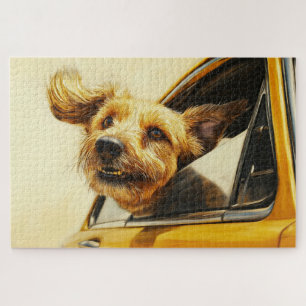 Puzzle Jouer Chien Profitant De Voiture Ride Art