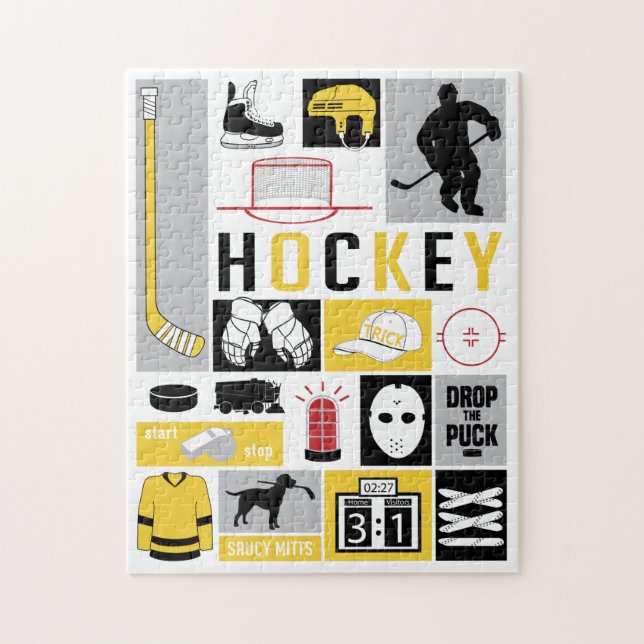 Puzzle Joueur à bascule pour éléments de hockey jaune (Vertical)