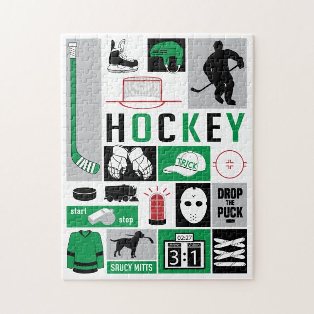 Puzzle Joueur à bascule pour éléments de hockey vert (Vertical)