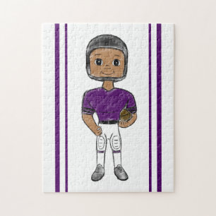 Puzzle joueur de football vintage rétro violet noir simpl