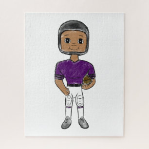 Puzzle joueur de football vintage rétro violet noir simpl