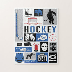 Puzzle Joueur du Stick Puck Elements de hockey bleu