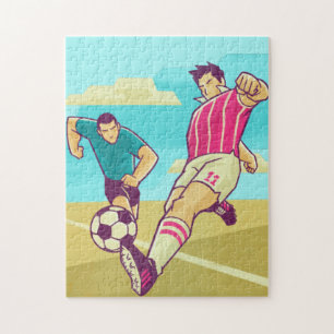 Puzzle Joueurs de soccer rétro Illustration Field Ball Sp