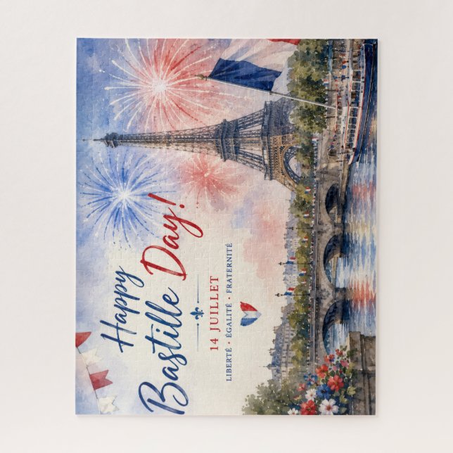 Puzzle Jour de la Bastille Tour Eiffel Seine feux d'artif (Vertical)