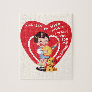 Puzzle Jour de la Saint Valentin vintage, Banjo de musiqu