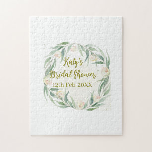 Puzzle Jour de mariage floral eucalyptus vert nom date al