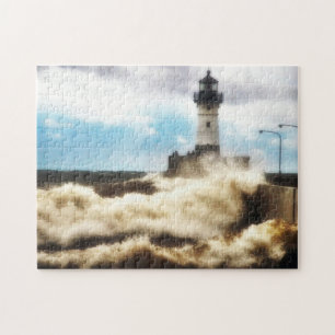 Puzzle Jour orageux, phare Duluth Minnesota