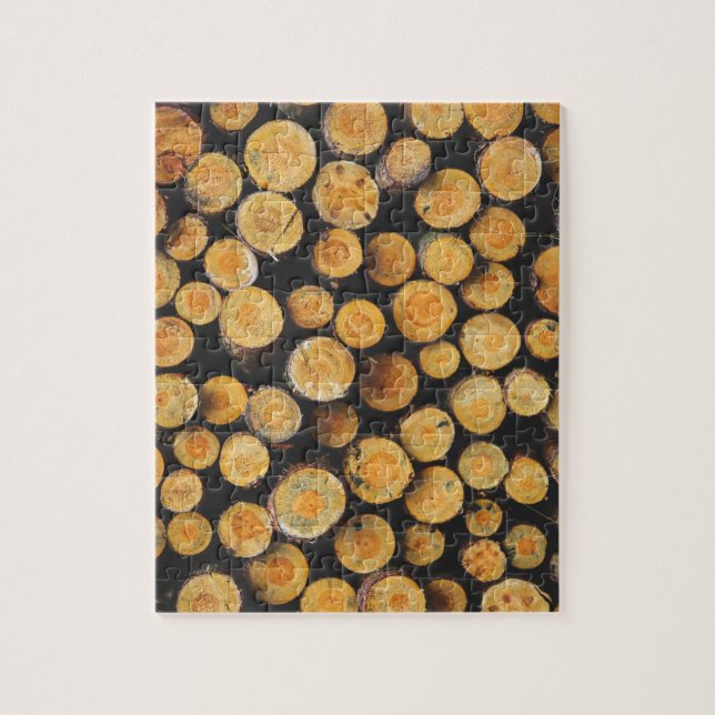 Puzzle Journaux d'arbre en bois coupé empilé (Vertical)