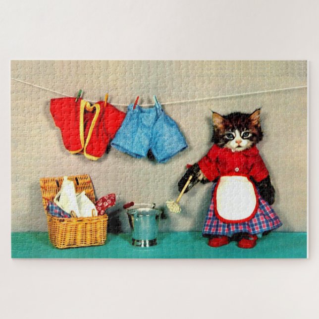 Puzzle journée de lessive pour tabby kitten (Horizontal)