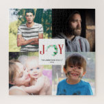 Puzzle Joy Christmas 4 Photo Collage Photos de famille<br><div class="desc">Joie thème Noël Moderne défi 4 photo collage puzzle puzzle avec monogramme</div>