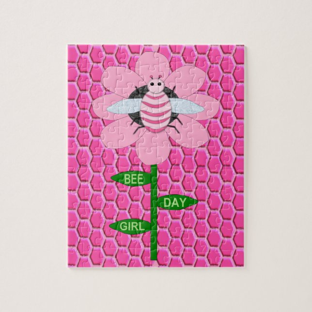 Puzzle Joyeuse Bee Day Girl rose Anniversaire Bumblebee (Vertical)