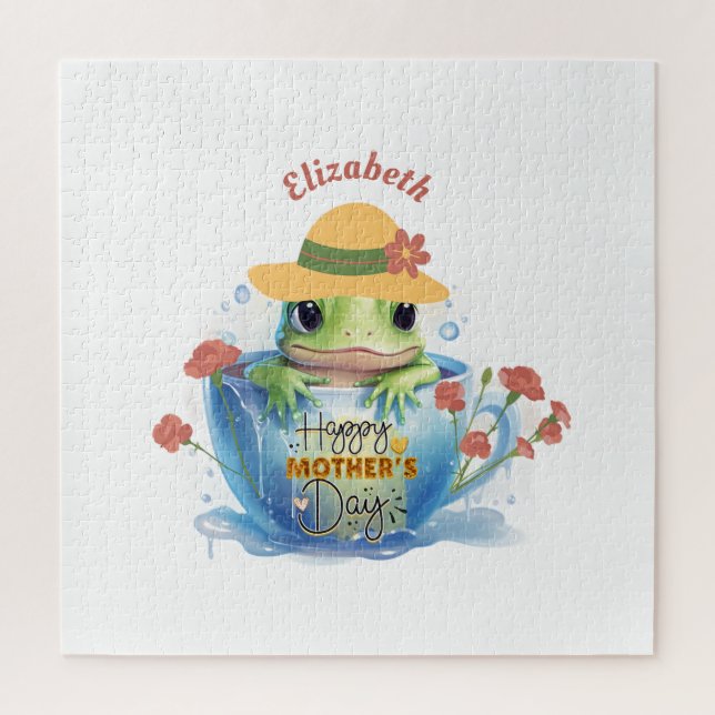 Puzzle Joyeuse grenouille et Casquette de la Fête des Mèr (Vertical)