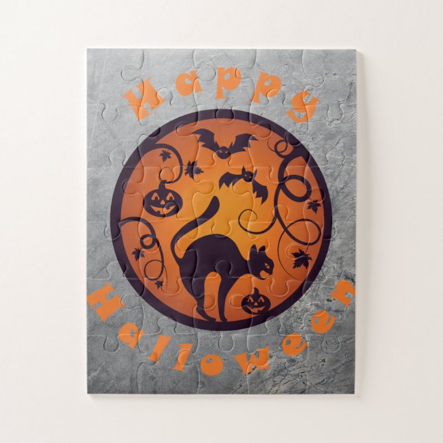 Puzzle Joyeuse lanterne d'Halloween araignées et chauves- (Vertical)