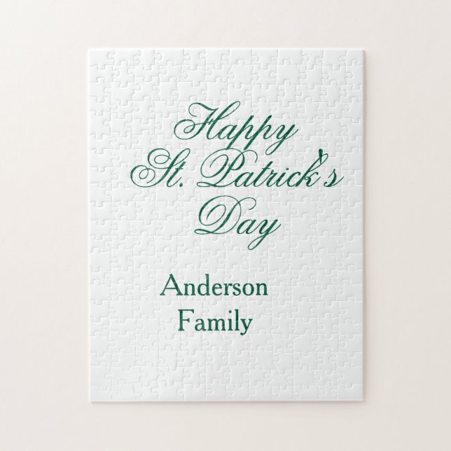Puzzle Joyeuse Saint-Patrick famille nom vert minimal (Vertical)