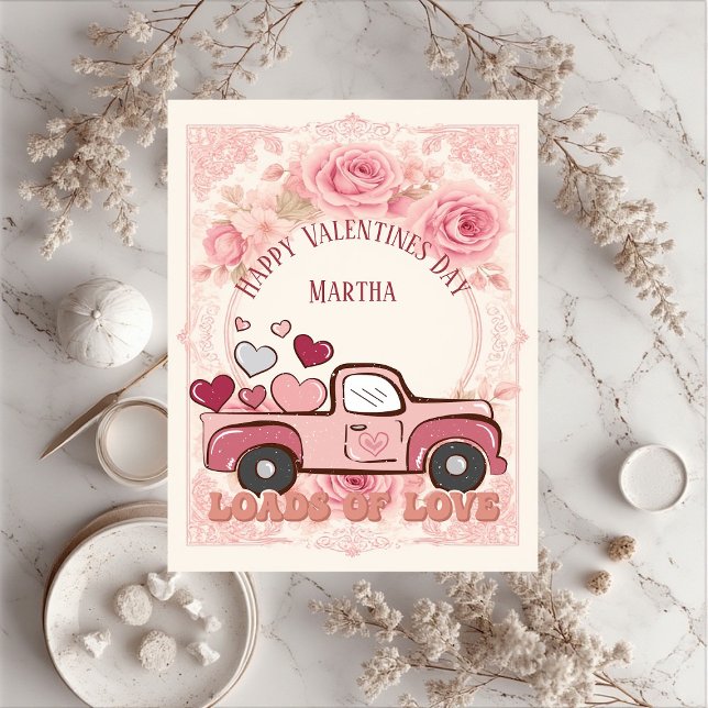 Puzzle Joyeuse Saint-Valentin Camion Chargements d'Amour  (Happy Valentines Day Truck Loads of Love Heart Kid Jigsaw Puzzle)