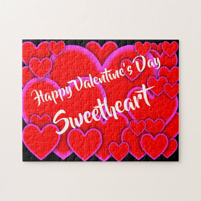 Puzzle Joyeuse Saint-Valentin Chéri Coeurs Romantiques (Horizontal)