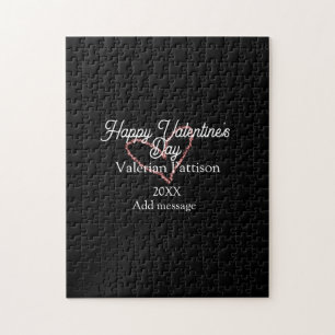 Puzzle Joyeuse Saint-Valentin cœur rouge paillettes nom n