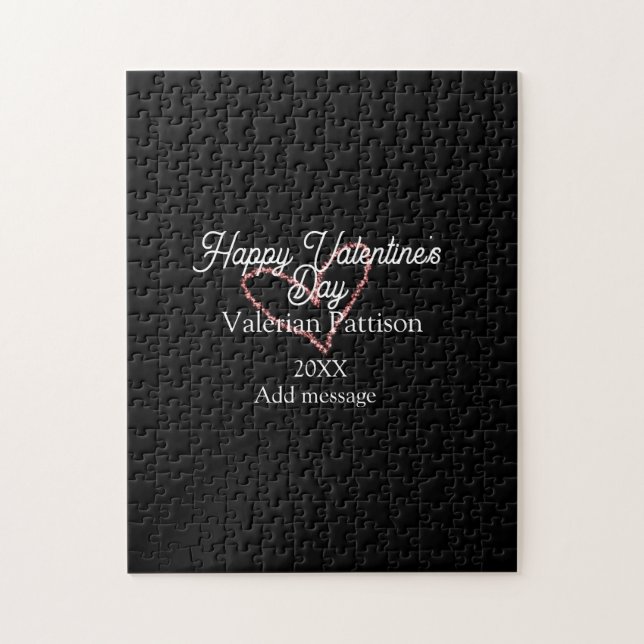 Puzzle Joyeuse Saint-Valentin cœur rouge paillettes nom n (Vertical)