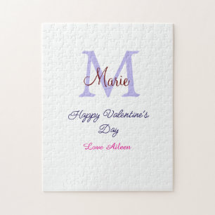 Puzzle Joyeuse Saint-Valentin pastel violet monogramme ro