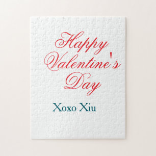 Puzzle Joyeuse Saint-Valentin rouge bleu xoxo amour nom