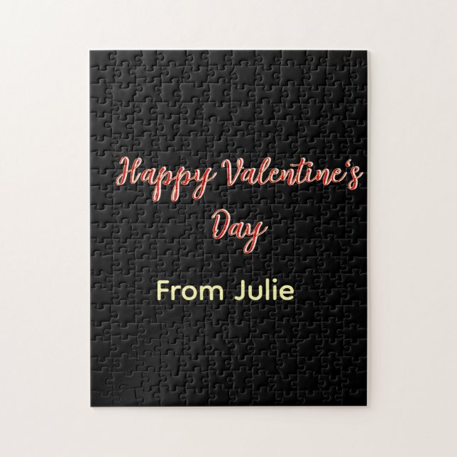 Puzzle Joyeuse Saint-Valentin rouge noir de nom stylé  (Vertical)