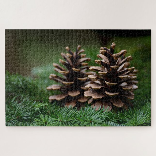 Puzzle Joyeuses Fêtes de Pine Cone (Horizontal)